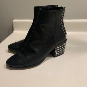 Black Leather Silver Studded Dolce Vita Bootie Size 6
